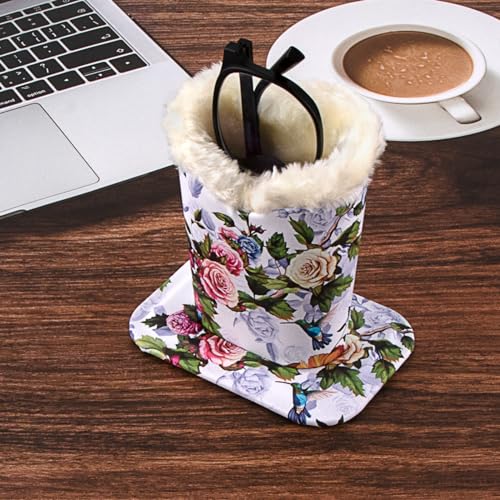 Image of Pack of 2 Plush Lined Eyeglasses Holder Stand Protective Glasses Case For Desks Or Nightstands
