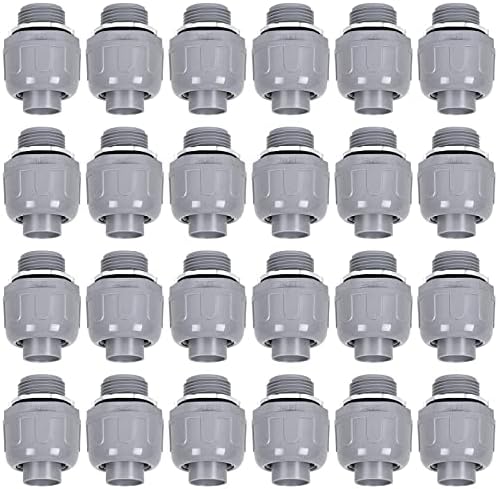 FirmiBang Liquid Tight Connector 3/4 in - Non-Metallic Electrical Conduit Fittings, UL Listed PVC Conduit Fitting (Straight, 24 Pack)