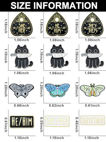 Pronoun Enamel Pins Set of 12 – Collectible Metal Lapel Pins for Backpacks, Jackets, Hats & More – He/Him, She/Her, They/Them Pins – Unique Gift for Pride, Allies & Pin Collectors4