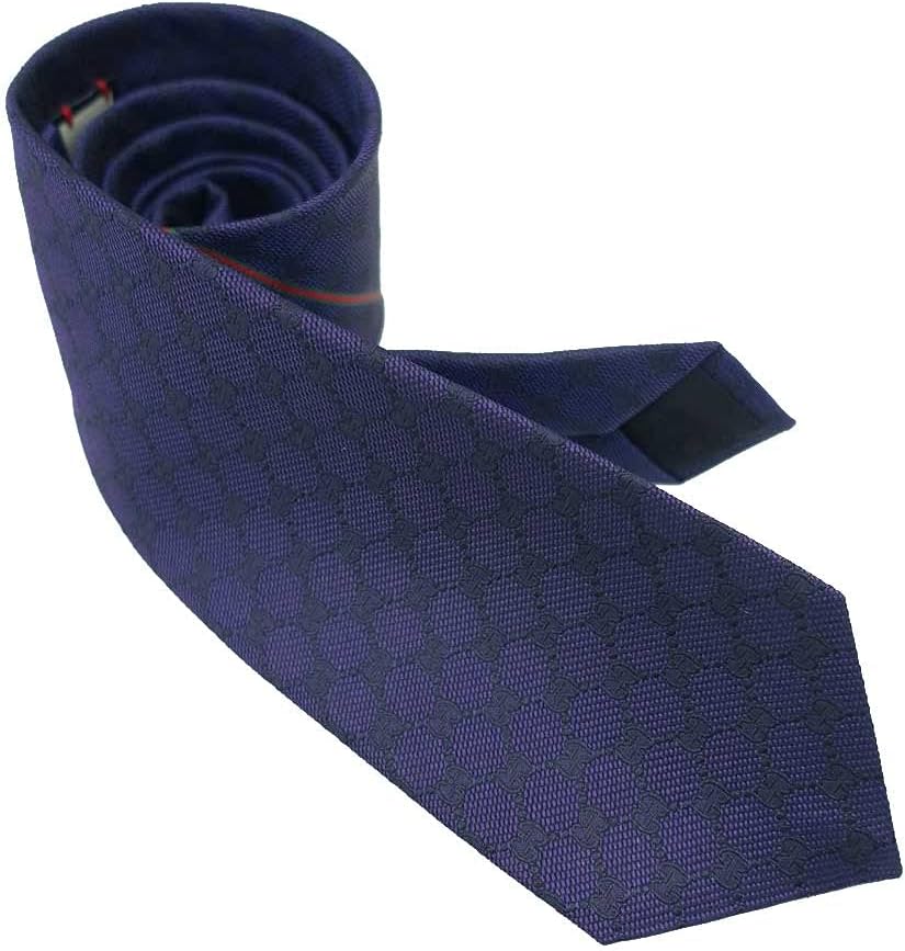 ★★送料無料★★ネクタイ ブランド ブランドネクタイ グッチ ネクタイ GG柄 ライン入り(8cm) AREND (ネイビー（GG10）) [並行輸