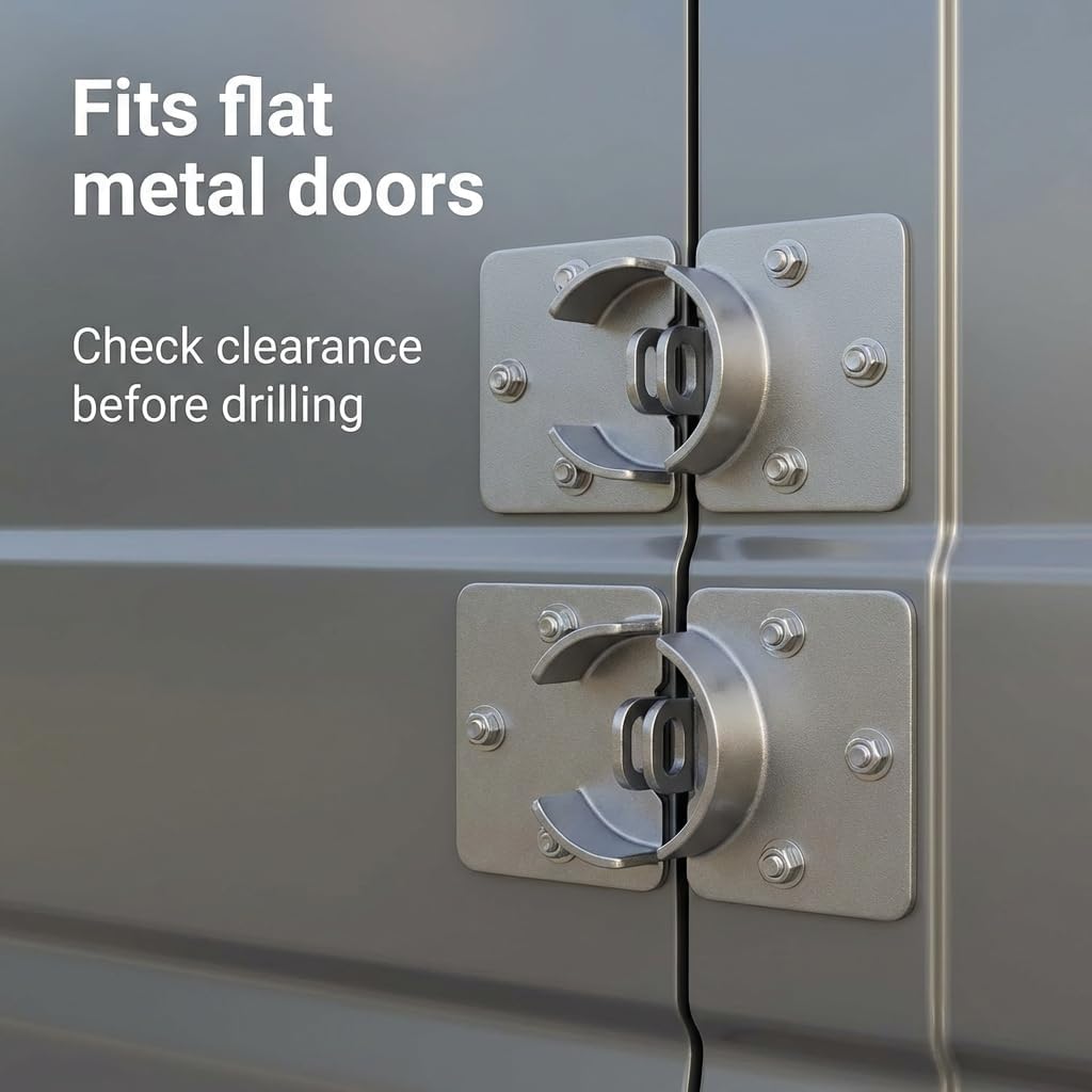 QWORK 2-7/8" Round Puck Lock Set with Hasps, 4 Pack Steel Hidden Shackle Lock Kit for Vans, Trucks & Gates