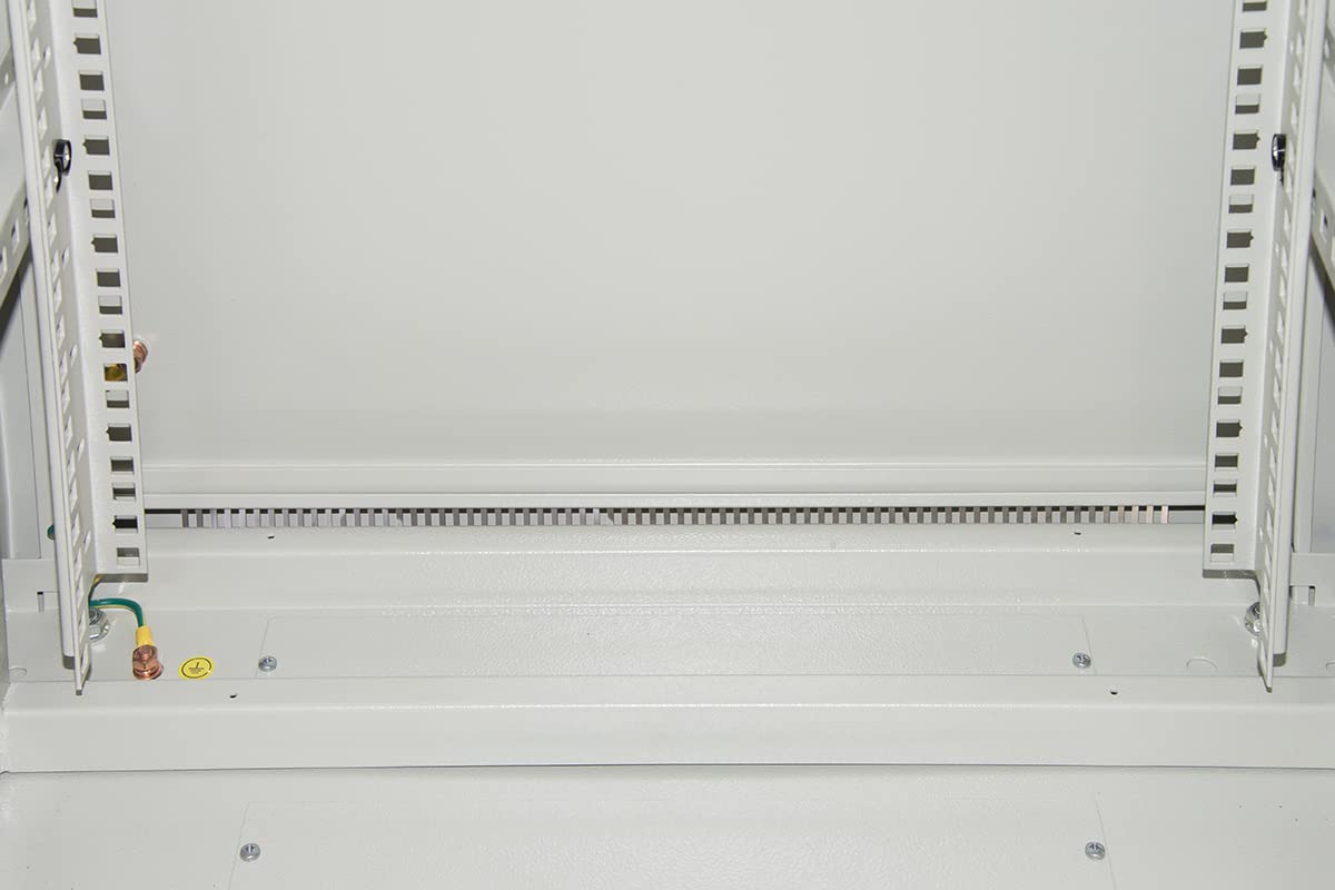 LINK armadio rack LK1922U66GR per reti 19" capacità di carico 800 kg in metallo verniciato a polvere con porta vetro di sicurezza e serratura dimensioni 60x60x116,6 cm colore grigio chiaro RAL7035