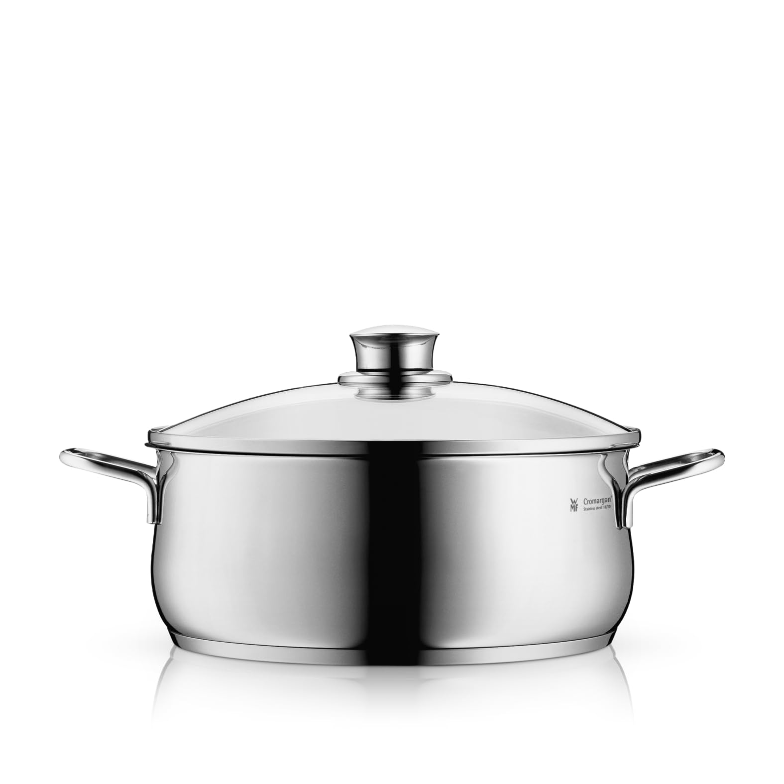 WMF Diadem Plus Kochtopf Ø 24 cm groß, Bratentopf mit Glasdeckel, Kochtopf Induktion, spülmaschinengeeignet, 4,5l, für alle gängigen Herdarten geeignet, Cromargan Edelstahl poliert, unbeschichtet
