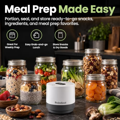 Roboseal Electric Mason Jar Vacuum Sealer Kit with 50 Lids, Jar Opener — view 2