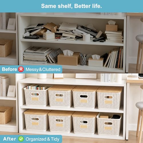 Bagnizer Tall Plastic Storage Bins with Bamboo Lids, 12*8.3*6.1", 2 Packs by Bagnizer - Used condition - Image 7