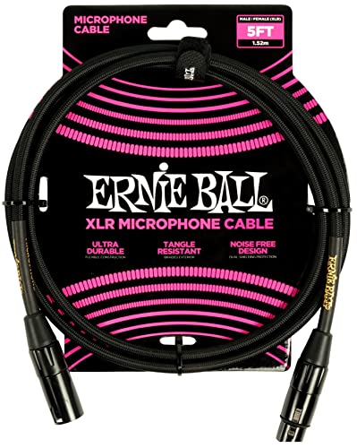 �y���K�i�z ERNIE BALL 6390 �}�C�N�P�[�u�� 5�t�B�[�g BRAIDED MALE/FEMALE XLR MICROPHONE CABLE 1.52m �u���b�N