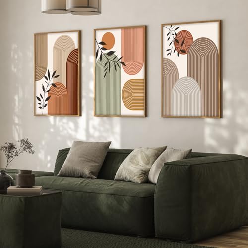 Image of ARTELLY Boho wall Art Paintings Modern Art Framed Wall Painting for Living Room Bedroom - Wall Posters | Paintings with Frame Set of 3 (Boho 4, 13x19 inch)
