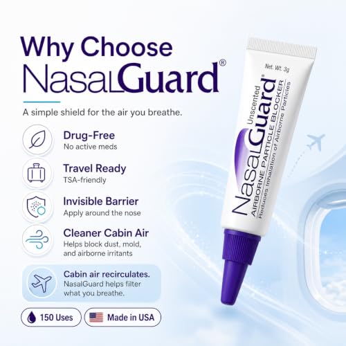 Image of for Air Travelers | Cabin Air Protection Gel | Helps Block Dust, Mold & Airborne Contaminants | Drug-Free, Applied Around Nose | TSA Friendly | 150+ Uses (Unscented, 3g)