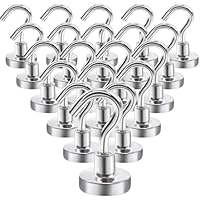 Aenienoe 20Stück Magnethaken Klein Magnet Haken Starke Magnete mit Haken Magnetische Neodym Magnetic Hooks Hakenmagnete zum Aufhänger Küchen Camping Zubehör 16mm Silber