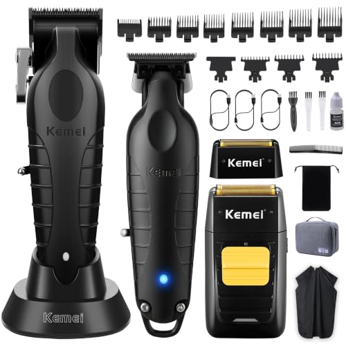 KEMEI set de cortapelos hombre 3 en 1, recortadora de barba inalámbrica