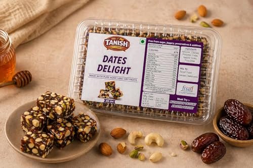 Image of TANISH Sugar Free Dates Delight (200g) - Healthy Dry Fruit Barfi with Almonds, Cashews & Pistachios | Made with Pure Ghee & Natural Honey | No Added Sugar, Preservatives or Additives | Energy Snack