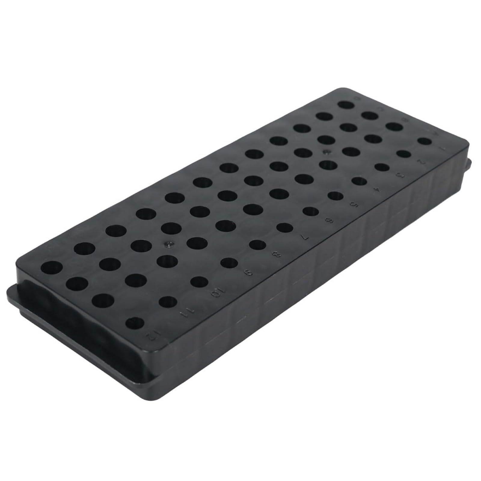Estante de tubo de prueba de acrílico, Gradilla for tubos de ensayo doble cara, 21 x 7,2, cm, polipropileno negro, paquete