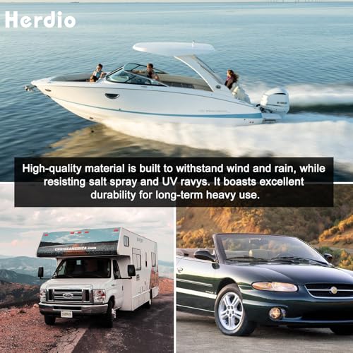Image of Herdio Water-Resistant Marine Stereo Cover - Heavy-Duty Smoke-Colored Boat Radio Protector with Flip-Up Door, Spring-Activated Release, and Included Mounting Gasket（White）