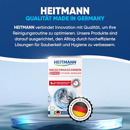 HEITMANN Express Waschmaschinen Reiniger: entfernt Kalk, Ablagerungen und Gerüche, Maschinenreiniger, 250 g