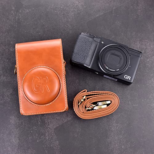 Rieibi Camera Funda for Sony RX100 Series/Ricoh GR Series - Funda de Cuero Retro para Ricoh GR IIIx/Ricoh GR III II/Sony RX100 II III IV V Vi VII - Marrón