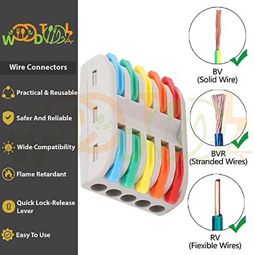 Image of Splicing Wire connectore - Electrical Wire Connectors - 5 to 5 Circuit Inline Splices - Fast Connection Terminal (4pcs, 5 to 5 Inline, Multi)