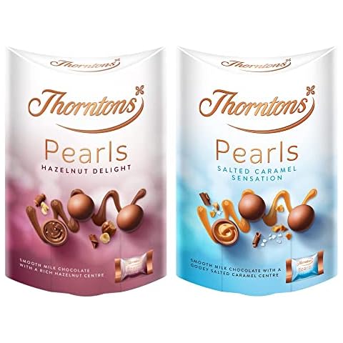 Thorntons Pearls Salted Caramel Sensation 167g and Thorntons Pearls Hazelnut Delight 167g Cover