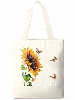Amazon.com: Canvas Tote Bag for Women, Sunflower Butterfly