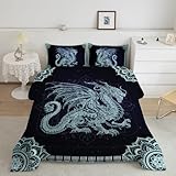 zbigtee 3D Awesome Blue Chinese Dragon Comforter Set, Dragon Twin Full Queen King Bedding, Dragon Quilt Dragon Lovers Blankets Lightweight Mythical Animal Down Comforter Boys Girls Teens Room Decor