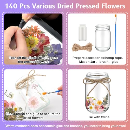 Set DIY de 12 Frascos Mason con Flores Secas miniatura 3