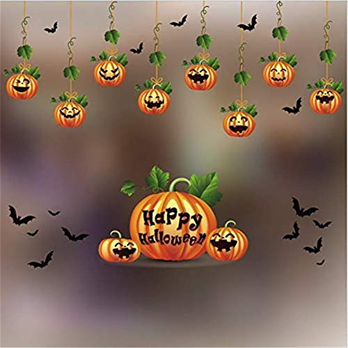 Markcur Halloween Kürbis Fensterbild Abnehmbare Fensterdeko Statisch Haftende PVC Aufkleber Winter Dekoration Cover