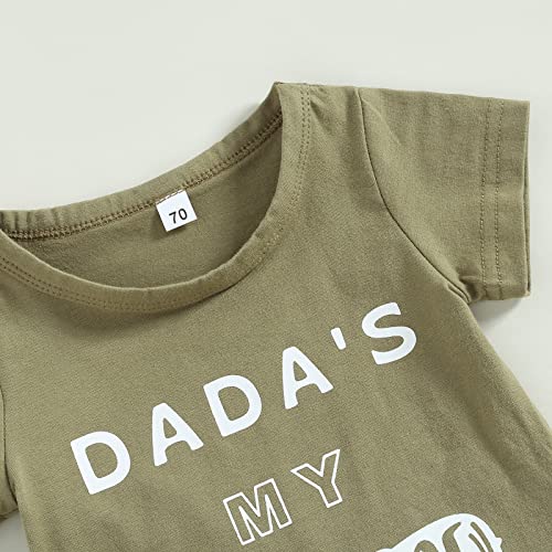 Infant Baby Boy Girl Father Mothers Day Outfits Kids Short Sleeve Letter T-Shirt Tops Shorts Summer 2Pcs Clothes (Dad Green,2-3T) #TOP3