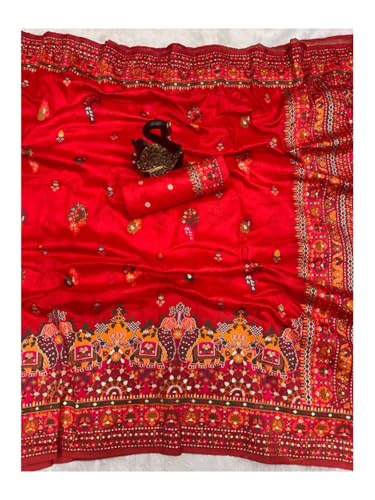 Image of SWORNOF Women's kanjivaram banarasi silk saree for Patola festival Wedding silk with rich pallu Design sarees for women with blouse piece