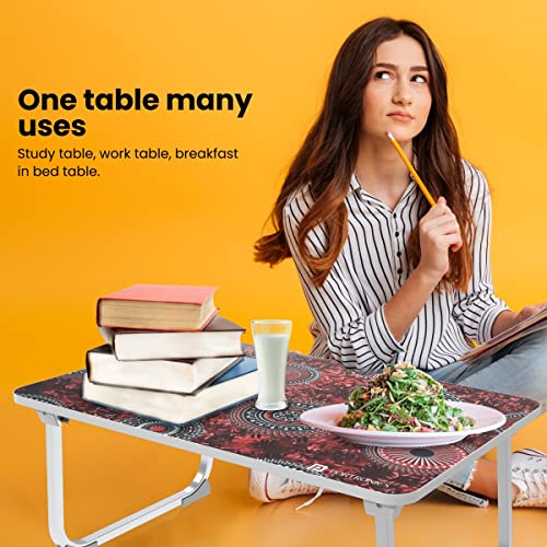 Image of Portronics My Buddy J Portable /Foldable Laptop Table with Laminated MDF Board, Aluminium Legs, Anti-Skid Grip, Supports Upto 17 inch Laptop(Red)