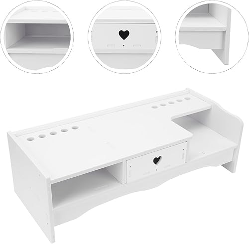 Miniatura 9 de Style Computer Monitor Riser with Storage Drawer Compact Elevated Stand for Office Desk Space-saving Tablet Shelf and CPU Tower Holder with
