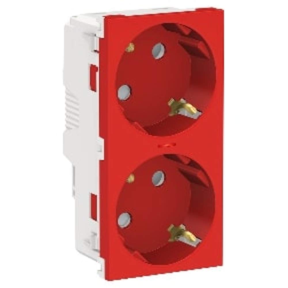 Prise Schuko doble pilote rouge enchufe double 16A 250V