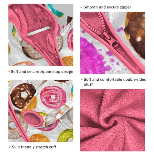 OTVEE Colored Donuts Seamless Kids Hoodie Jacket Fall Spring Full Zip Warm Outwear Coat3