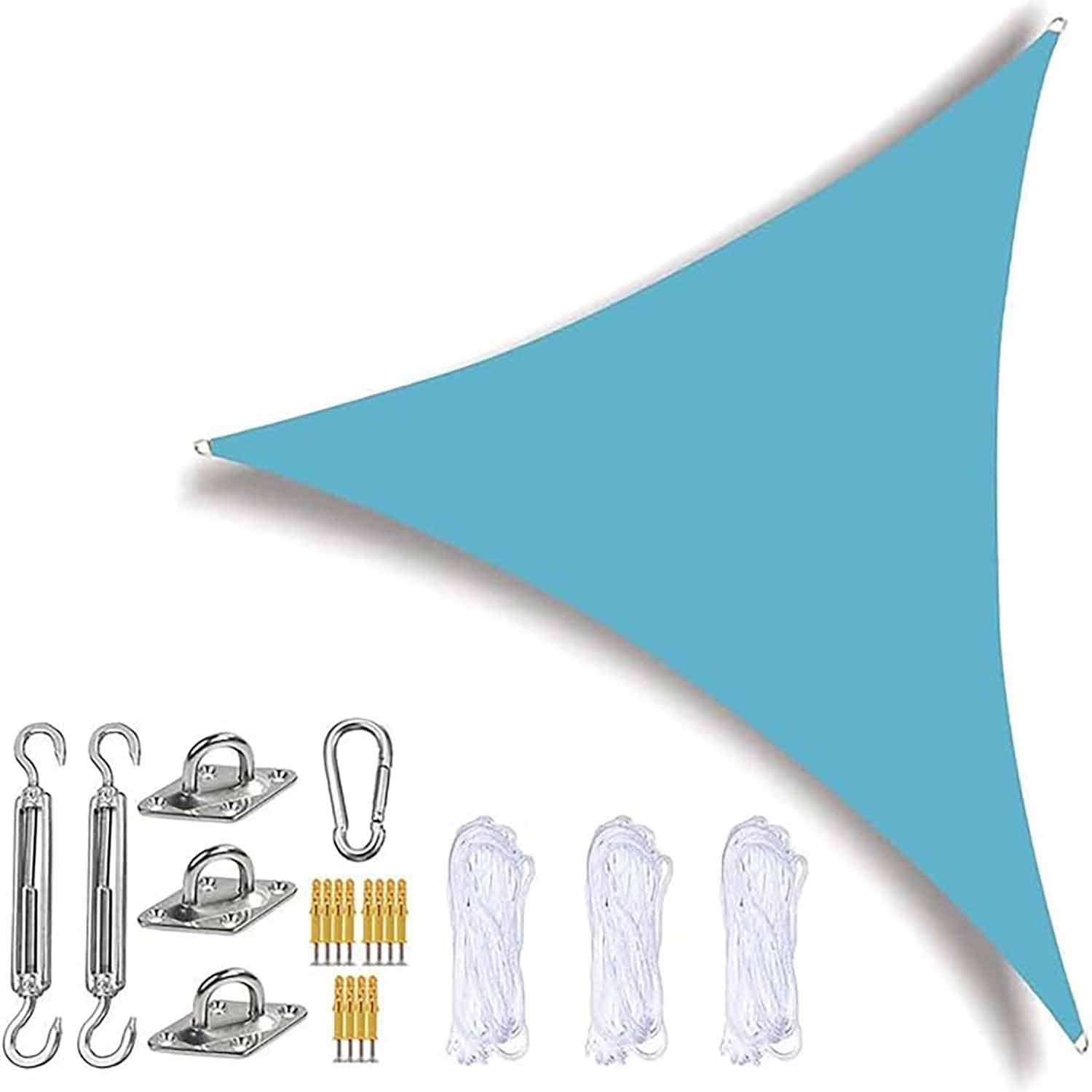 Voile d'ombrage triangulaire 4.5m imperméable avec kit de fixation pour patio