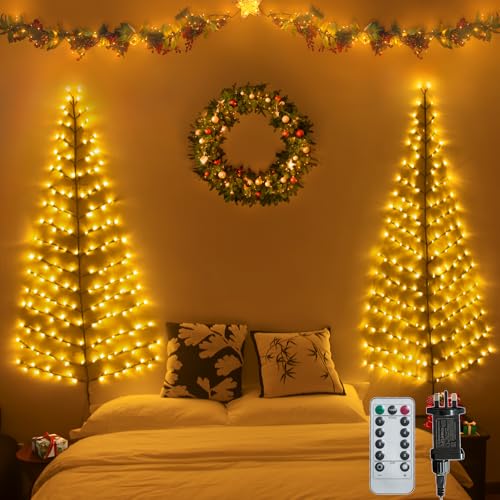 Ciskotu LED Christmas Twig String Lights, 8 Modes 180 LEDs Lighted Willow Tree Vine Fairy Lights Plug in Powered, Warm White LED Light Christmas Tree Decoration for Wall Indoor Bedroom Living Room