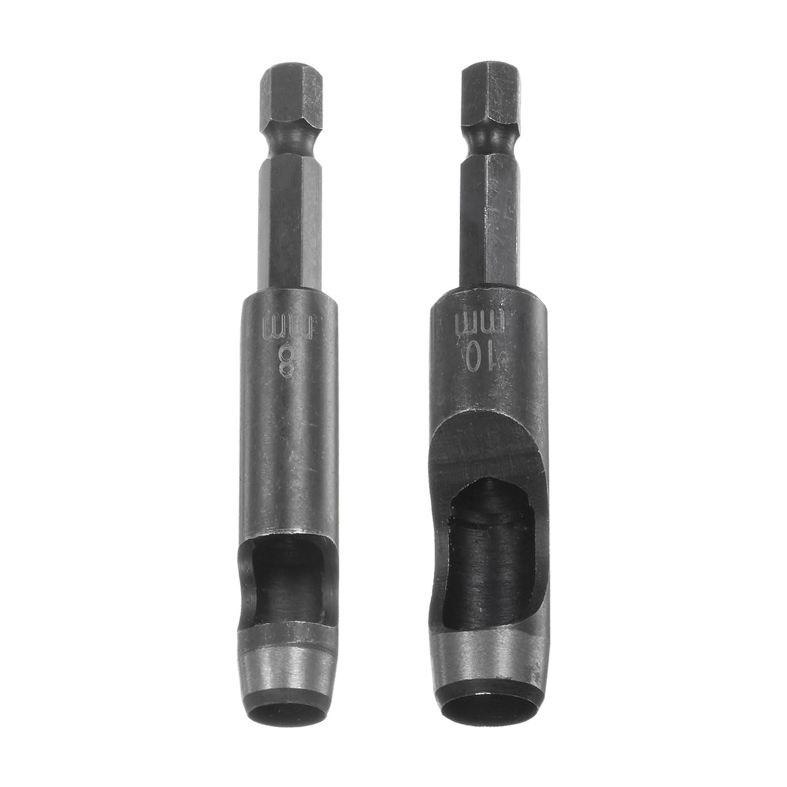 HARFINGTON Leather Hollow Punch Set 1/4 Hex Shank for Drills, 8mm 10mm Dia Rotary Hole Punches for Thick Fabrics Leathercraft Working