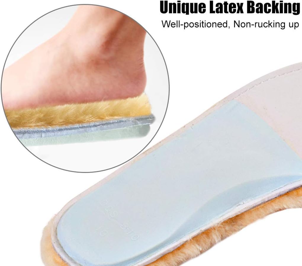 Sheepskin Insoles Women's Premium Think Wool Fur Fleece Inserts Cozy & Fluffy 7 1 Pack - Image 3