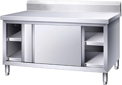 Kitchen Prep Table Stainless Steel Kitchen Cabinet,Double Door Storage Cabinet Work,with Storage Cabinet Large Space Multifunctional Practical Work Table For Restaurant Garage Laundry Home Ho
