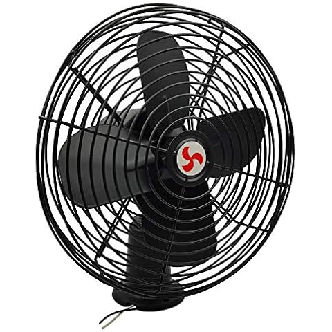 Maichis Heavy Duty All Metal 12V Car Fan, 8inch fan blade with Black Finished and 2 Speed Switch, Ventilation Electrical Cooling Air Metal Fan for Cars, Trucks, RV, Delivery Vehicle, Bus, Van Cover