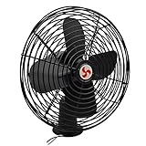 Maichis Heavy Duty All Metal 12V Car Fan, 8inch fan blade with Black Finished and 2 Speed Switch, Ventilation Electrical Cooling Air Metal Fan for Cars, Trucks, RV, Delivery Vehicle, Bus, Van