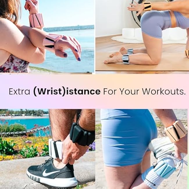 OmWeights - Wrist and Ankle Weights for Women and Men | Elevate Your Workouts With Weighted Bangles | Cardio, Yoga, and Pilates Ankle Weights For Women and Men | Adjustable Leg and Arm Weights 1lb Each