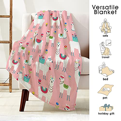 Colla Cute Llama Blanket For Girls Kids, Soft Fluffy Plush Fleece Throw Blanket For Kids Pink Throw Blankets For Couch Bed Sofa 50X40 Inch #TOP2