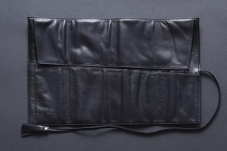 BISYODO Leather Brushes Case - Black/Gold