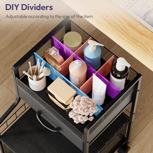 SWTYMIKI Under Desk Storage Cart- Art Storage Cart with Drawers & DIY Divider - Office Cart Organizer Under Desk Shelf, Craft Rolling Cart for Office, Craft Room & Studio Black by SWTYMIKI - Used condition - Image 2