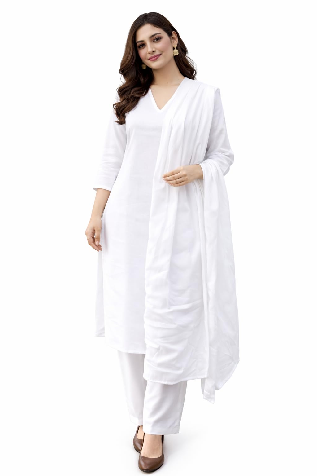 jaipur hand block Women’s Pure Cotton White plain Salwar Suit | solid Coord Set with Duppatta-picture-16