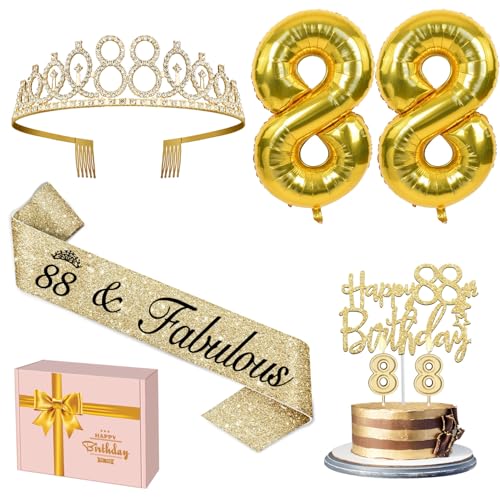 YeohJoy Gold 88th Birthday Decorations for Women