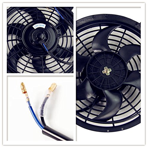 Alloyworks Slim 10" Pull/Push Radiator Engine Bay Cooling Fan & Mounting Black (12V 10" Black) Pack Of 2 #TOP3