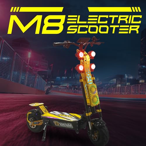 Image of Electric Scooter Adults 10000W Dual Motor, 13 inch Off-Road Tires 68MPH 95-Miles Range 72V /40Ah Battery Foldable Hydraulic Brakes LCD Large Screen for Commuting /Night Riding E-Scooter M8-D Yello