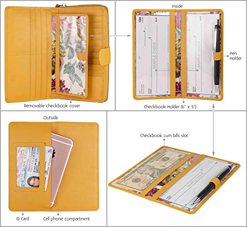 Image of Big Fat RFID Blocking Leather Organizer Checkbook Wallets For Women - Clutch