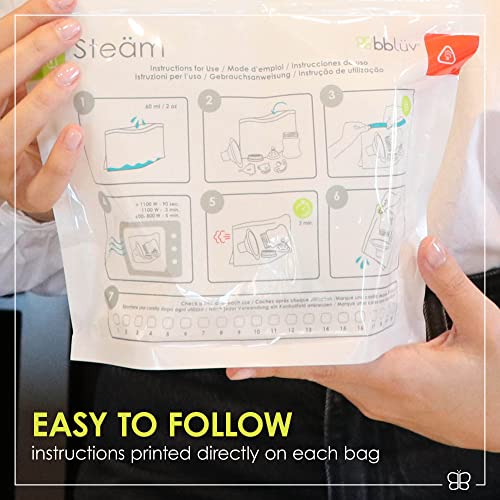 Bblüv – Steäm - Microwave Baby Bottle Cleaner By Steam, 120 Uses Per Pack, Reusable, Bpa-Free, Baby Bottle Cleaner, Quick And Easy #TOP3