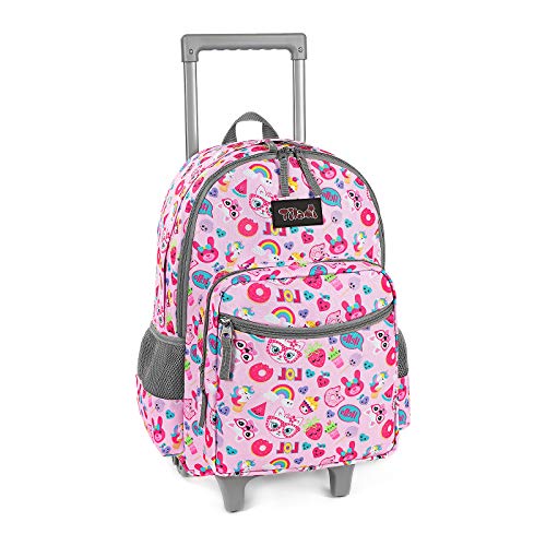 Image of Rolling Backpack 18 inch Double Handle Wheeled Boys Girls Travel School Children Luggage Toddler Trip