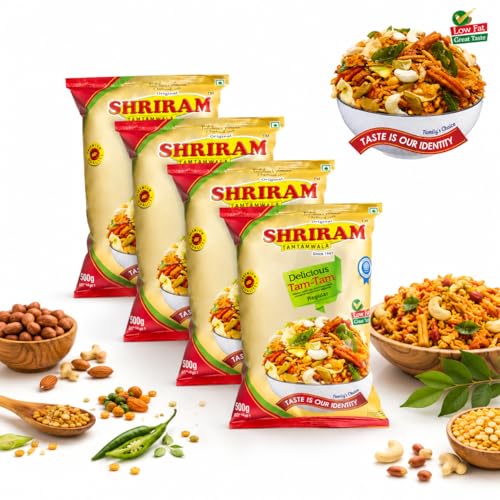 Image of SHRIRAM TAMTAMWALA Delicious Tamtam Regular Mixture Vadodara Tamtam Mix Namkeen | Tasty & Crunchy Tea-time Perfect for Anytime Munching, Crispy and Delicious Traditional Recipe (500g Pack Of 4)